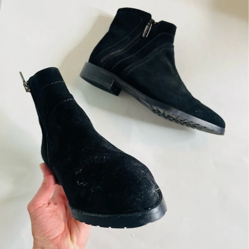 Italeau Black Suede Zipper Side Waterproof Ankle Boot 38.5 - Picture 3 of 10